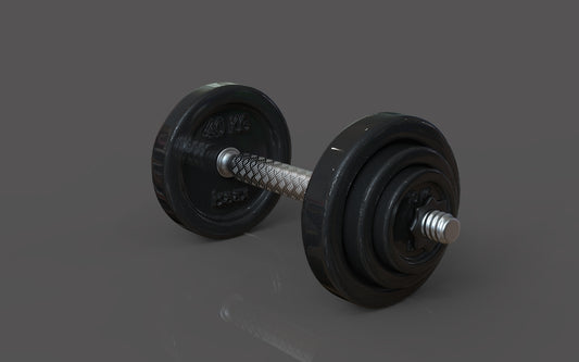 A pair of dumbbells sitting on top of a table